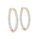 14K Yellow Gold Diamond Inside Out Hoop Earrings