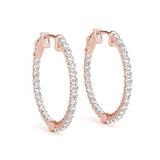 14K Rose Gold Diamond Inside Out Hoop Earrings