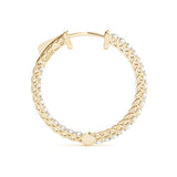 14K Yellow Gold Round Diamond Hoop Earrings