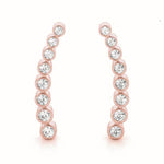 14K Rose Gold Round Diamond Climber Earrings
