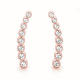 14K Rose Gold Round Diamond Climber Earrings