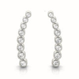 14K Gold Round Diamond Climber Earrings