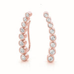 14K Rose Gold Round Diamond Climber Earrings