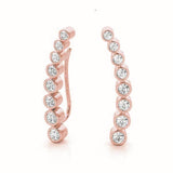 14K Rose Gold Round Diamond Climber Earrings
