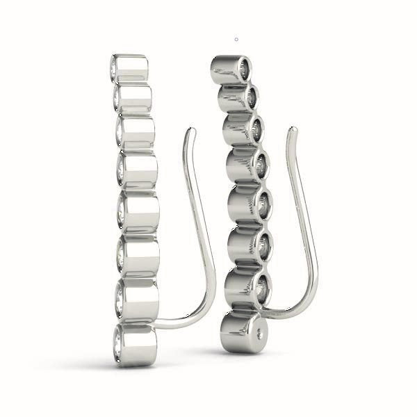 14K Gold Round Diamond Climber Earrings