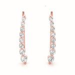 14K Rose Gold Round Diamond Climber Earrings