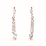 14K Rose Gold Round Diamond Climber Earrings