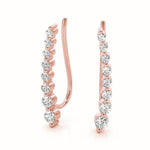 14K Rose Gold Round Diamond Climber Earrings