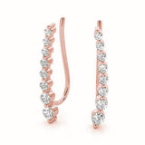 14K Rose Gold Round Diamond Climber Earrings