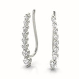 14K Gold Round Diamond Climber Earrings