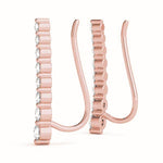14K Rose Gold Round Diamond Climber Earrings