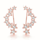 14K Rose Gold Round Diamond Climber Earrings