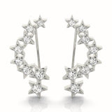 14K Gold Round Diamond Climber Earrings