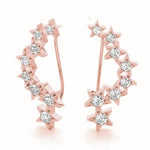 14K Rose Gold Round Diamond Climber Earrings