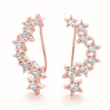 14K Rose Gold Round Diamond Climber Earrings