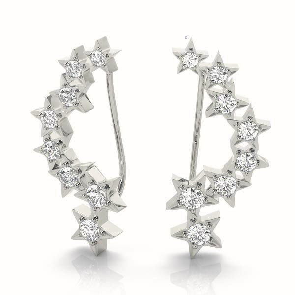 18K White Gold Round Diamond Fashion Earrings