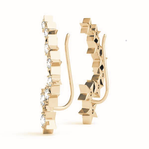 14K Yellow Gold Round Diamond Fashion Earrings