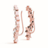 14K Rose Gold Round Diamond Climber Earrings