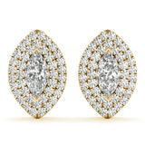 14K Yellow Gold Marquise Diamond Halo Earring Set