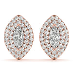 14K Rose Gold Marquise Diamond Halo Earrings