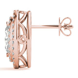 14K Rose Gold Marquise Diamond Halo Earrings