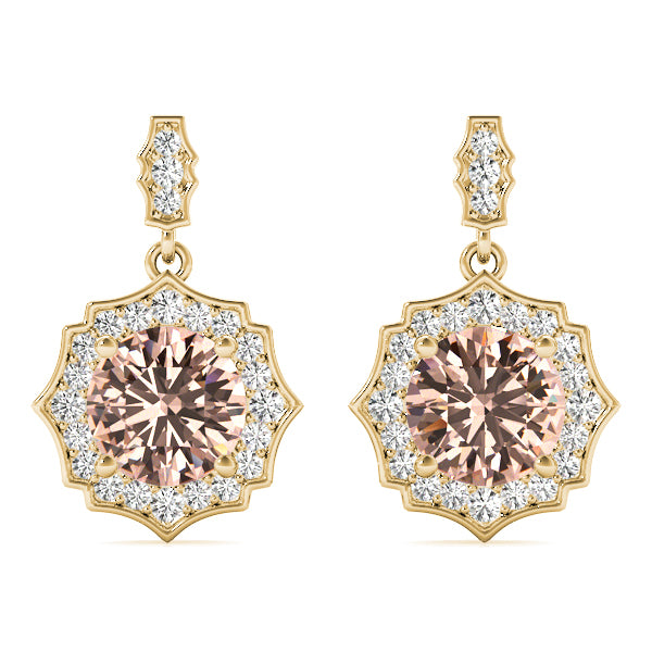 18K Yellow Gold Round Diamond Fashion Earrings