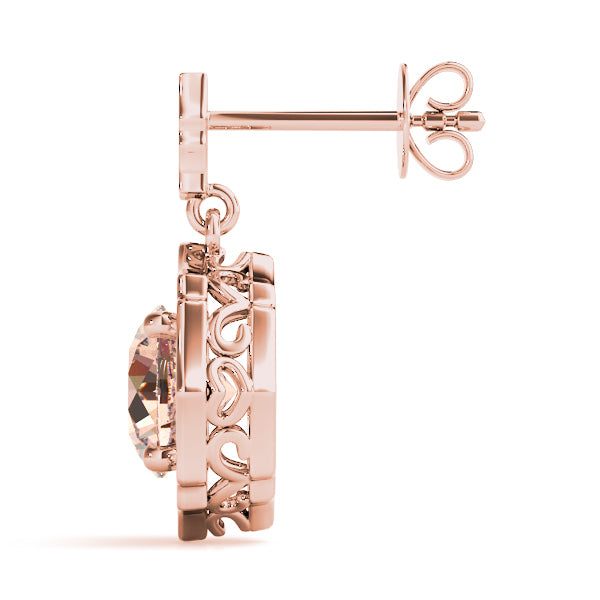 14K Rose Gold Round Diamond Fashion Earrings