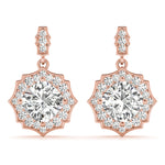 Rose Gold 5/8 CT Cushion Diamond Halo Earrings