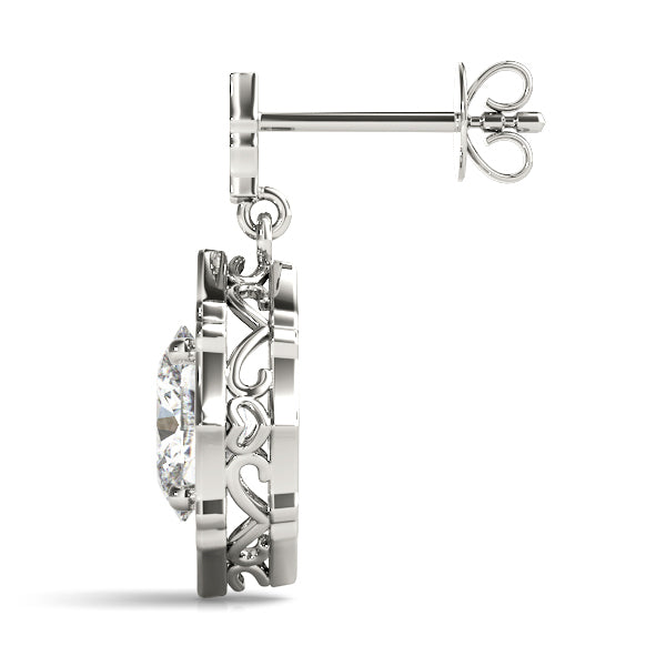 Diamond Halo Round Earrings
