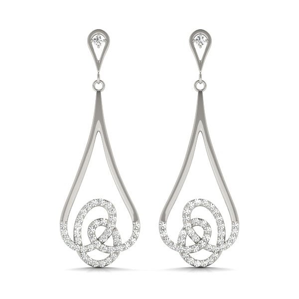 18K White Gold Round Diamond Fashion Earrings