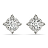 Round Diamond Halo Stud Earrings
