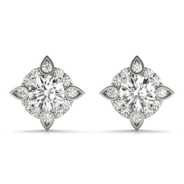 Round Diamond Halo Stud Earrings