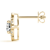 14K Yellow Gold Diamond Halo Stud Earrings