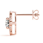14K Rose Gold Diamond Halo Stud Earrings