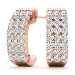 Rose Gold Diamond J-Hoop Earrings | 1/2 ct Total