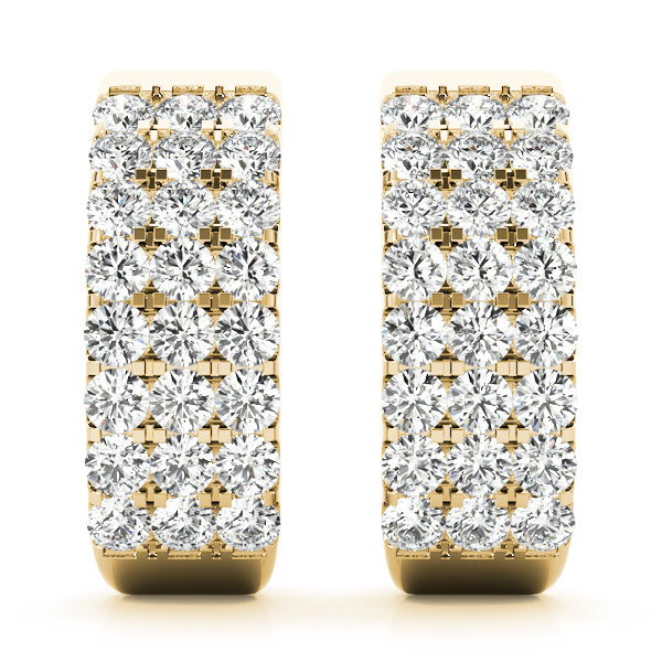 14K Yellow Gold Diamond J-Hoop Earrings