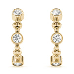14K Yellow Gold Round Diamond J-Hoop Earrings