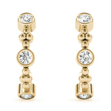14K Yellow Gold Round Diamond J-Hoop Earrings