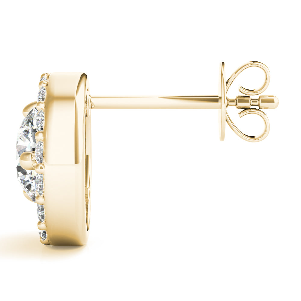 14K Yellow Gold Round Diamond Fashion Earrings
