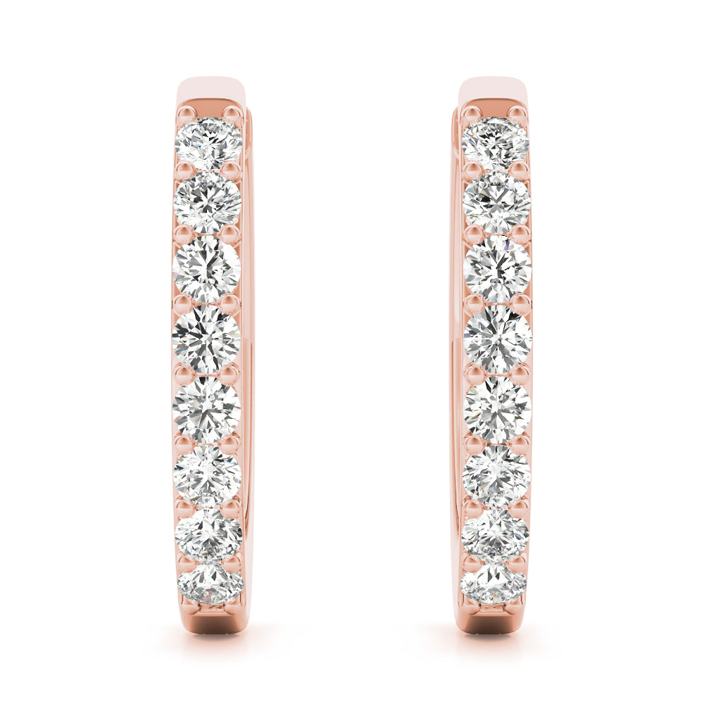 14K Rose Gold Diamond Fashion Hoop Earrings