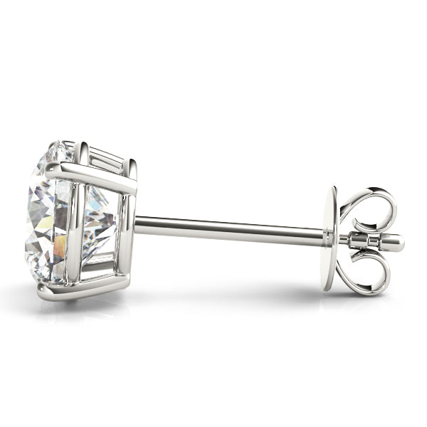 14K White Gold Round Diamond Stud Earrings