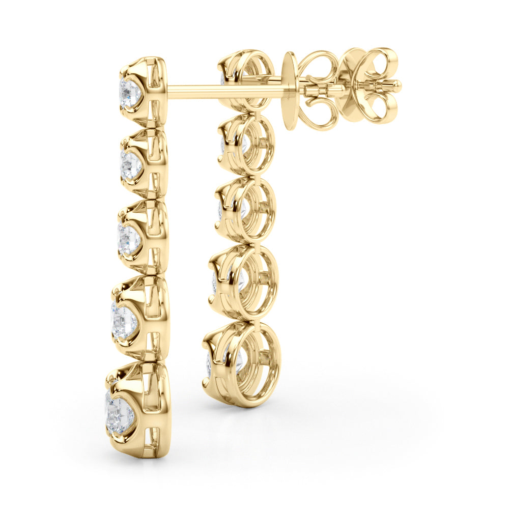 14K Yellow Gold Diamond Drop Earrings