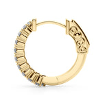 14K Yellow Gold Round Diamond Hoop Earrings