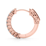 14K Rose Gold Diamond Hoop Earrings
