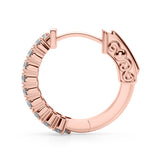 14K Rose Gold Diamond Hoop Earrings