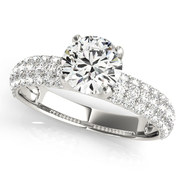 Round Diamond Pave Engagement Ring