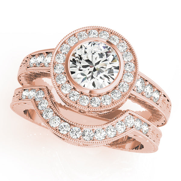 14K Rose Gold 1.05 ctw Diamond Halo Engagement Ring