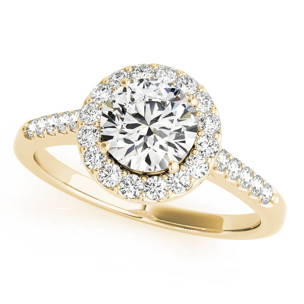18K Yellow Gold 1 CT Diamond Halo Engagement Ring