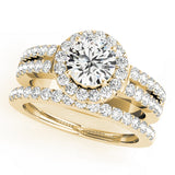 14K Yellow Gold 1 ct Diamond Halo Engagement Ring