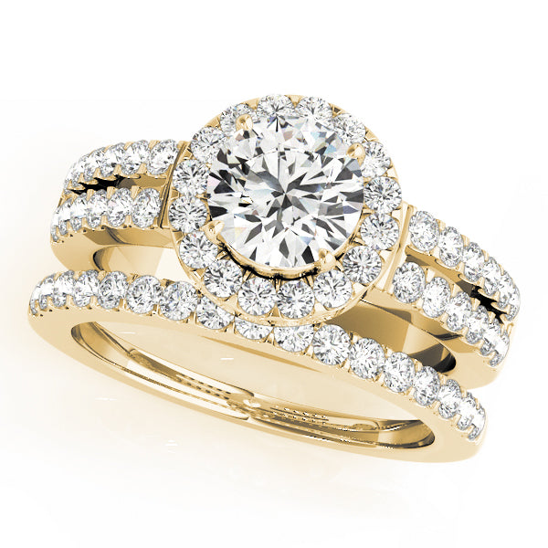 14K Yellow Gold 1 ct Diamond Halo Engagement Ring